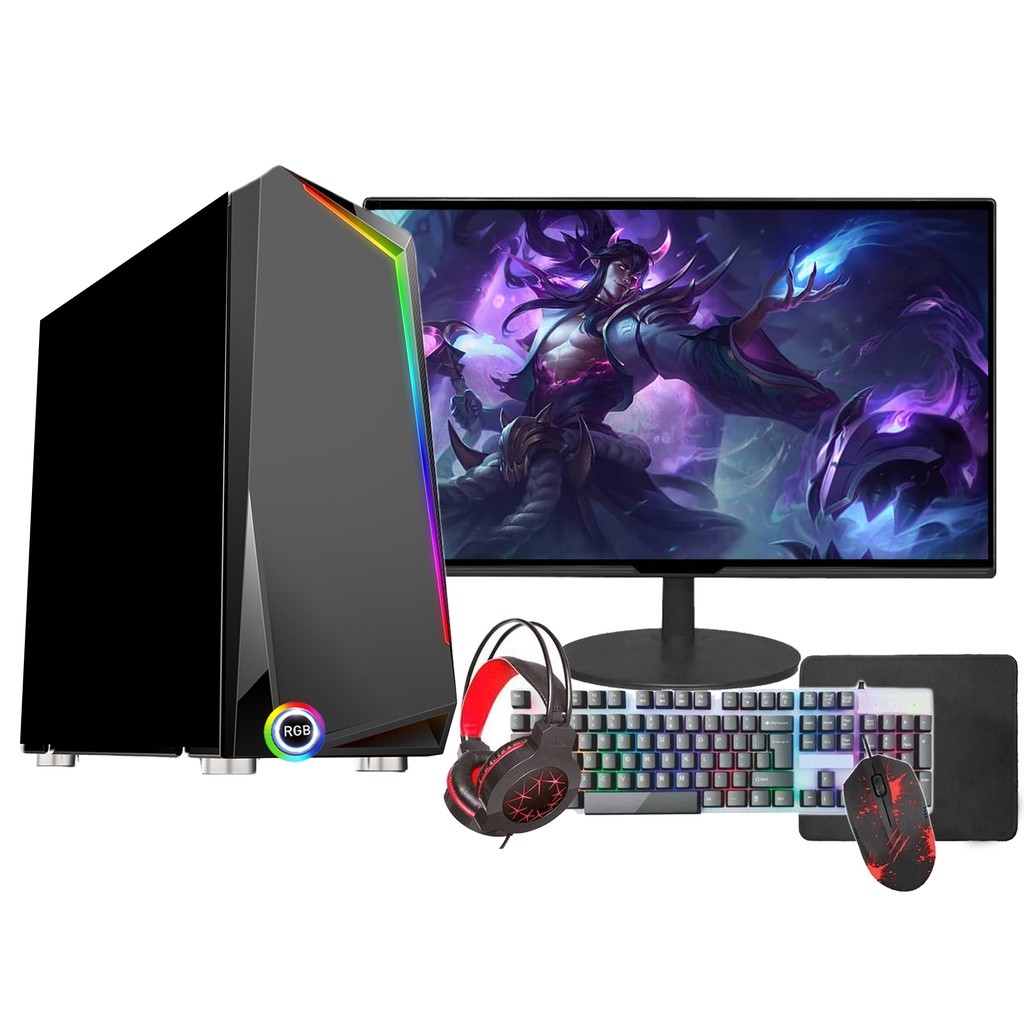 Pc Gamer Completo Fácil Intel i5 3ª Geração 8GB GT 420 4GB SSD 480GB Monitor 19"- Kit Gamer Teclado Mouse Headset