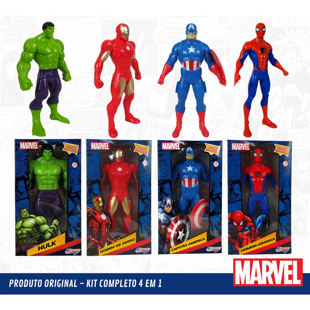 Kit Bonecos Vingadores Marvel Figura Ação 22cm Articulados | Shopee Brasil