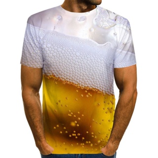 Cerveja Masculina Imprimir Camiseta De Manga Curta/Personalidade/3d/Tamanho Plus