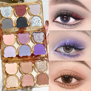 Xixixi Urso De Trabalho 6 Cores Paleta De Sombra De Olhos Quebrado Diamante Rosa Púrpura Azul Contraste Maquiagem Fumaça Cosmética