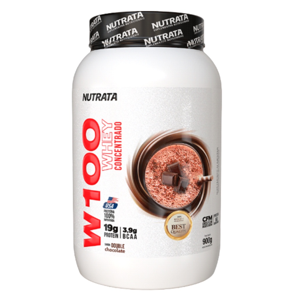 Suplemento Alimentar Nutrata W100 Whey Double Chocolate C/ 900g