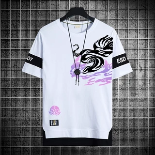 M-XXXL Verão Estilo casual Camiseta Unisexo De Manga Curta Redonda Com Gola Jogo LOL (Spirit Blossom) Estampado Moda Solta top Masculino Gráfica Tamanho Exagerado