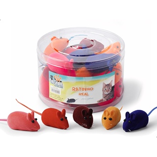 Brinquedo Gatos Filhotes Pets Pote C/24un Ratinho Colorido - Pote