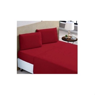 Kit Jogo Lencol Cama Casal Queen 4 Pcs Premiun Liso Vermelho
