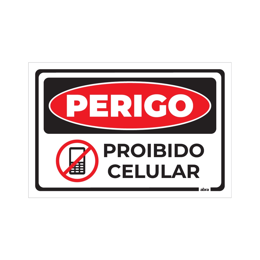 Placa atenção proibido uso de celular 35x25cm PVC Rígido - Zeus do