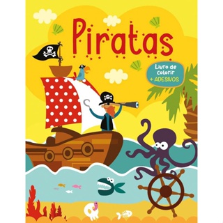 LIVRO DE COLORIR COM ADESIVOS - PIRATAS