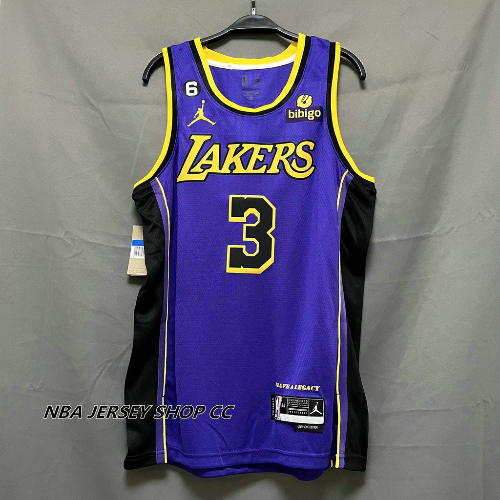 2022-23 Novo Nba Los Angeles Lakers Masculino # 3 Anthony Davis Purple Statement Edition Jersey Swingman Prensado A Calor