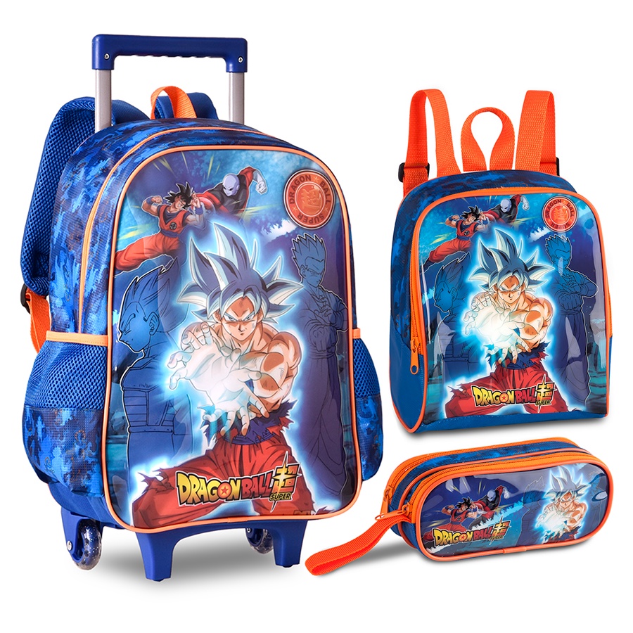 mochila-rodinhas-lancheira-estojo-dragon-ball-super-azul-shopee