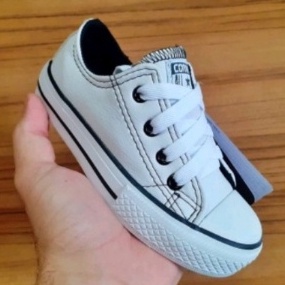 Tênis Infantil Converse All Star Couro Sintético Preto Masculino E Feminino