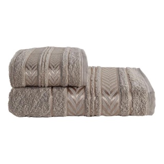 Kit Jogo 2Pcs ZION Toalha Banho/Rosto AMENDOA MARROM TAUPE ALGODAO FELPUDA HIPOALERGICO MACIO SECA