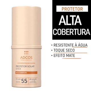Protetor Solar Adcos Tonalizante Base Stick Efeito Mate Antioxidante Hidratante e Proteção FPS55 (17g) - Váriedades de Tons