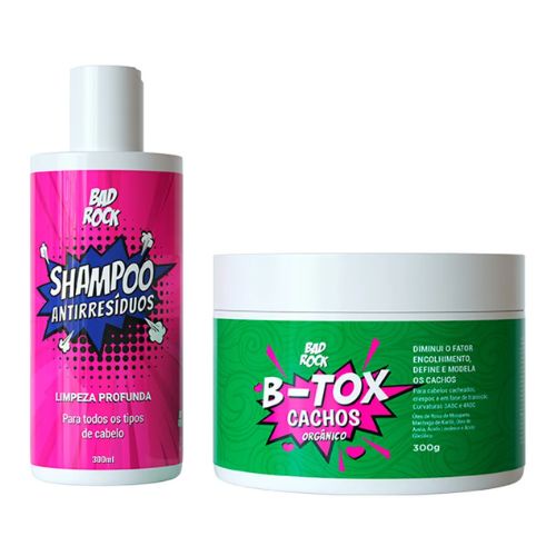 Kit B-TOX Cachos 300g + Shampoo Antirresíduos Bad Rock 200ml - Hanova ...