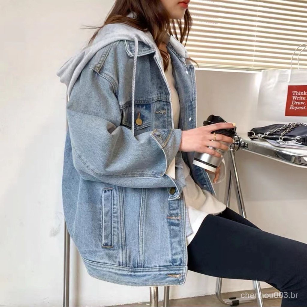 Jaqueta jeans com capuz estilo Mori combina | Shopee Brasil