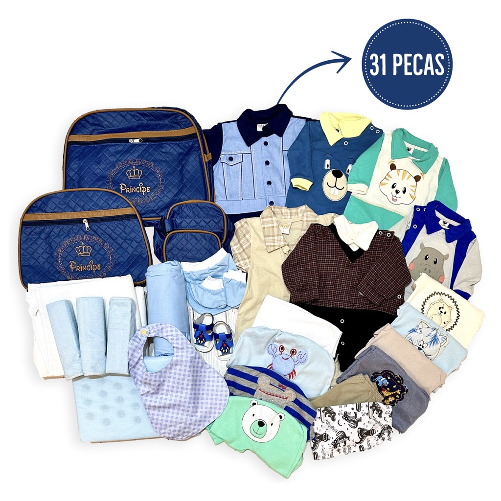 Kit Enxoval Completo Roupas de Bebê Menino Barato Tipo Miami | Shopee ...