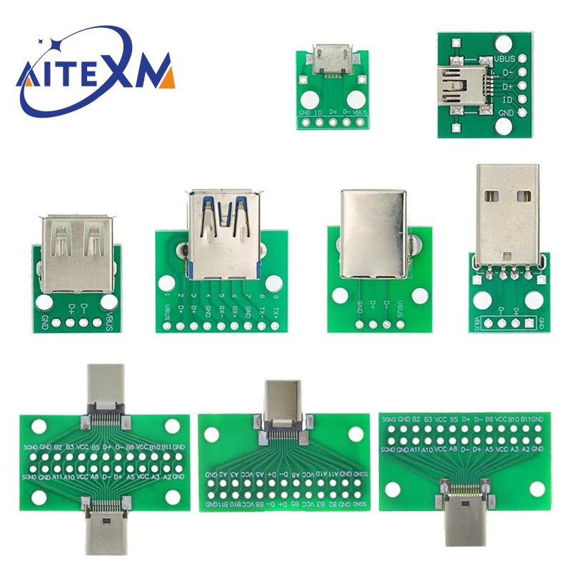 Conector Macho USB/MINI MICRO Para DIP Adaptador Fêmea 2.54 B Tipo-C ...