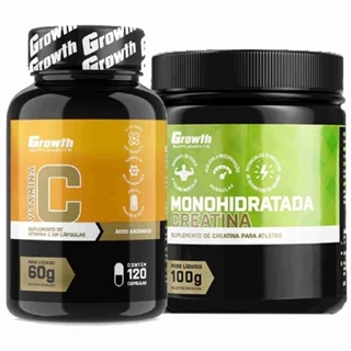 Kit Creatina 100g Monohidratada + Vitamina C 120 Caps Growth