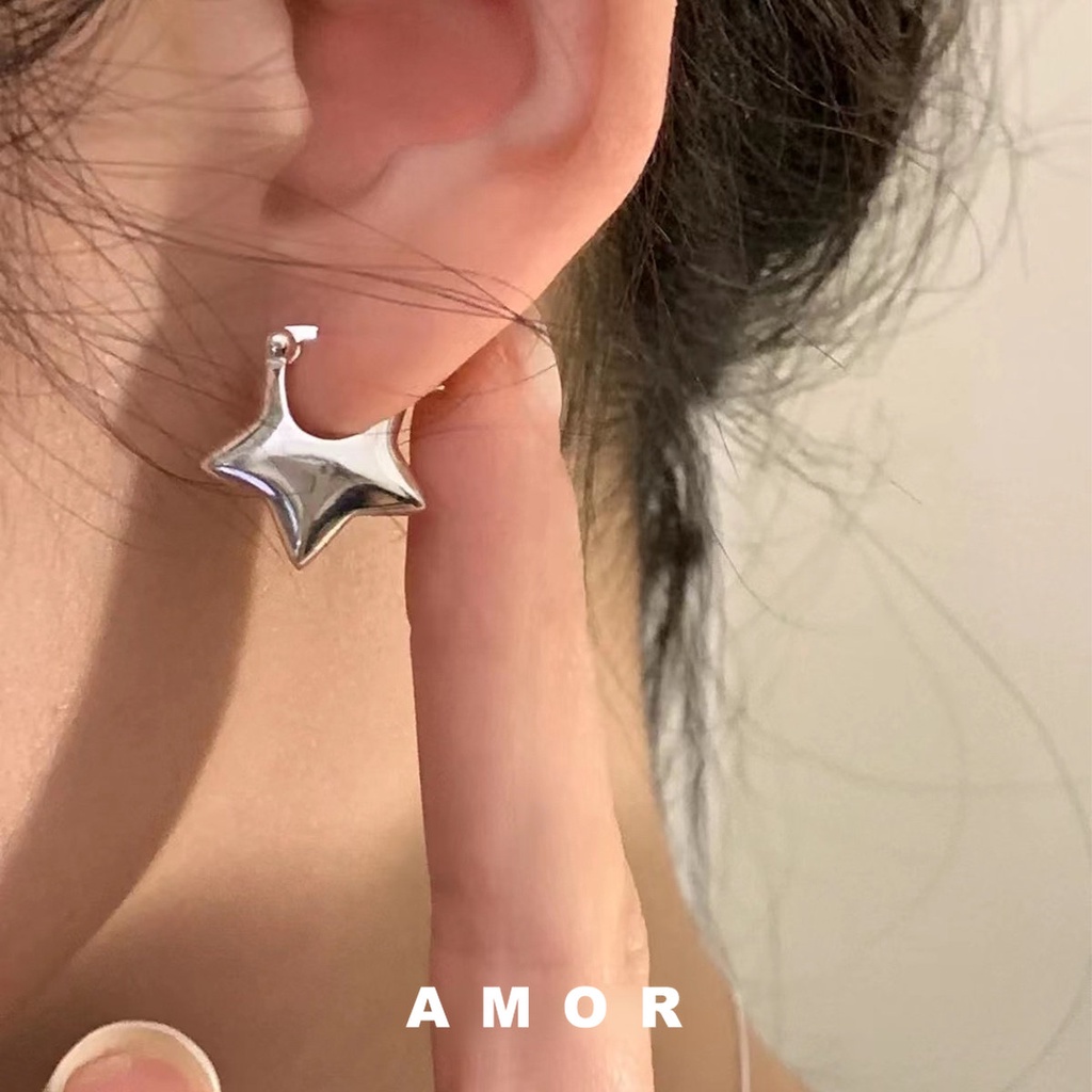 Y2K Brincos Estrela Simples Coreanos Desenho De Nicho Sênior