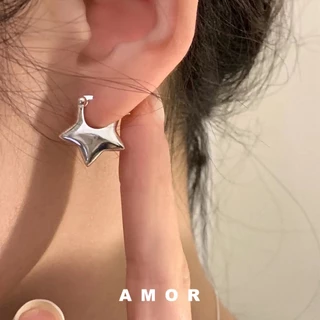 Y2K Brincos Estrela Simples Coreanos Desenho De Nicho Sênior