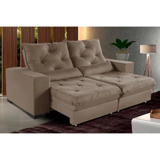 Sofá Isis Retrátil Reclinável 2,50m Suede c/ Molas ensacadas - Sofá Casa