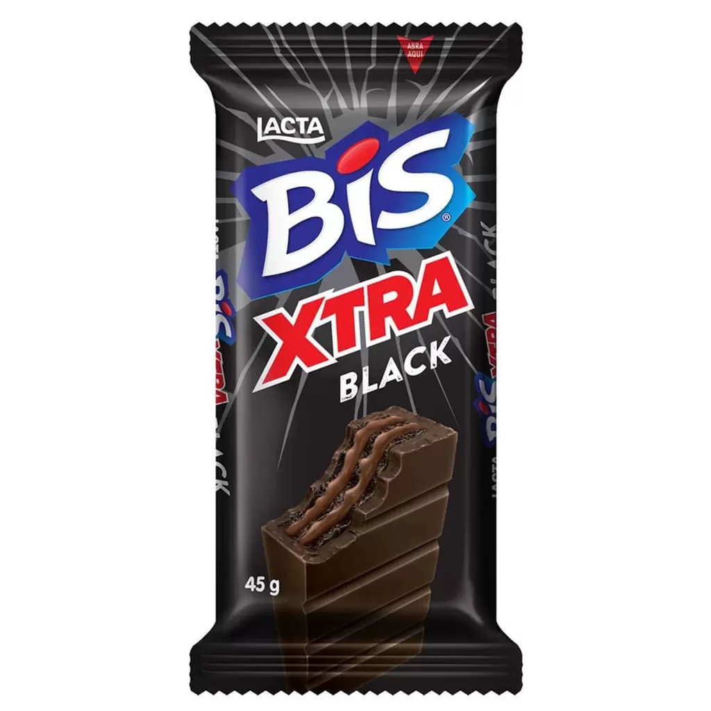 Wafer Recheio e Cobertura Chocolate Lacta Bis Black Xtra Pacote 45g