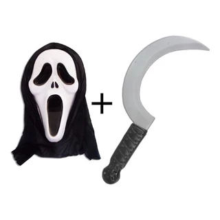 Fantasia Máscara Pânico Halloween Com Foice Pirata 2pçs Mpfe