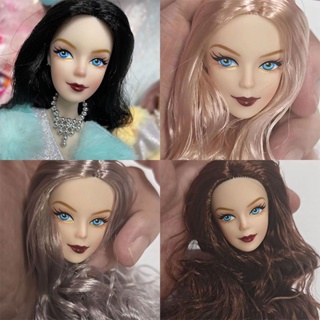 Cabeça de plástico para bonecas 11.5 , maquiagem com cachos, peruca,  cabelo ondulado, cabeça de boneca para boneca 1/6 bjd, casa, acessórios  diy