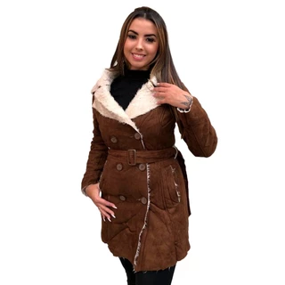 Parka camurça toda forrada pele dentro, com cinto e bolso rustica inverno frio estilosa inverno moda vintage gelo