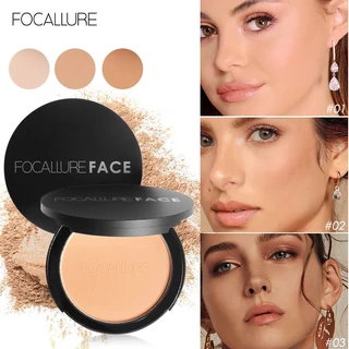 FOCALLURE Waterproof Powder Commute Oil Control Pressed Powder Brightening Cake Light Concealer Foundation Soft with Sponge For All Skin Types