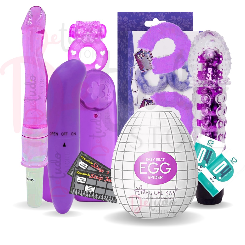 Kit Sex Shop 11 Itens Vibrador Ponto G Rabbit Goflinho Bullet Anel Egg Masturbador Algema 2524