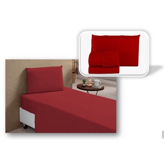 Kit Jogo De Lencol Solteiro 3 Pecas Premium Cama Lisos Vermelho