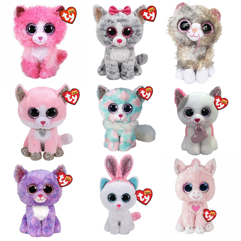 15CM Ty Beanie Boos Olhos Grandes Coleções de Gato Boneca Brinquedo de Pelúcia Crianças Presente de Aniversário