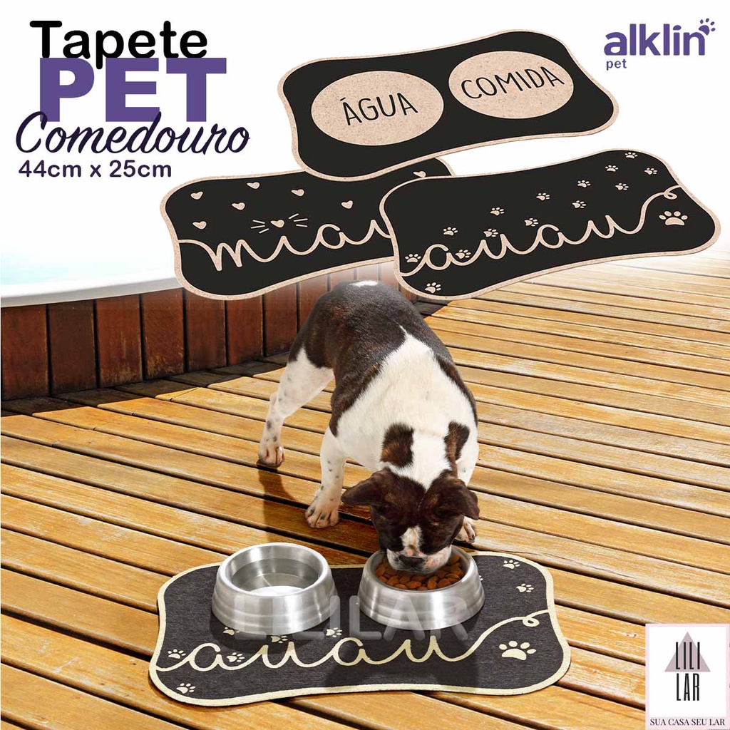 Tapete Pet Comedouro Antiderrapante para Cachorro e Gato 44x25cm