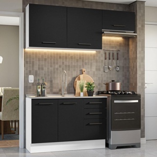 Armário de Cozinha Compacta 180cm Branco/Preto Agata Madesa 09