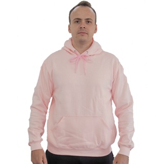 Moletom Blusa de Frio Masculino Feminino Rosa Claro Liso Sem Estampa