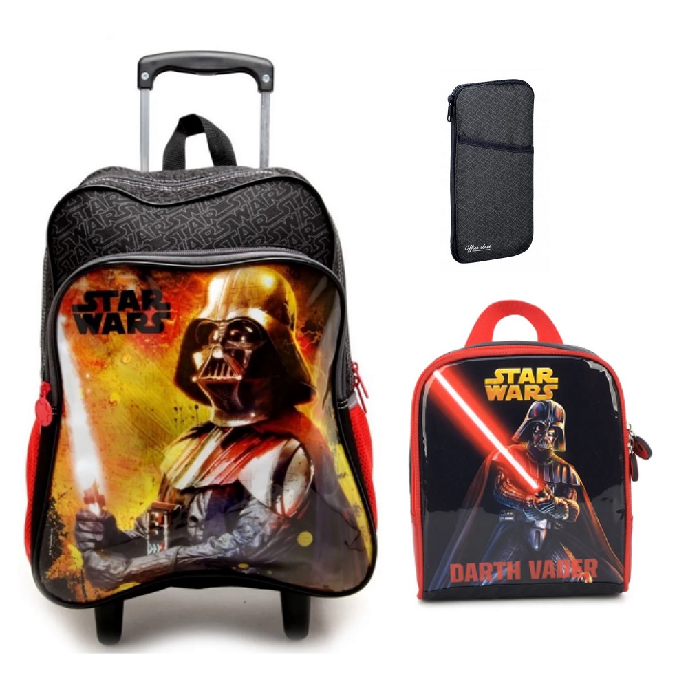 Kit Mochila Grande Com Rodinha Lancheira E Estojo Star Wars | Shopee Brasil