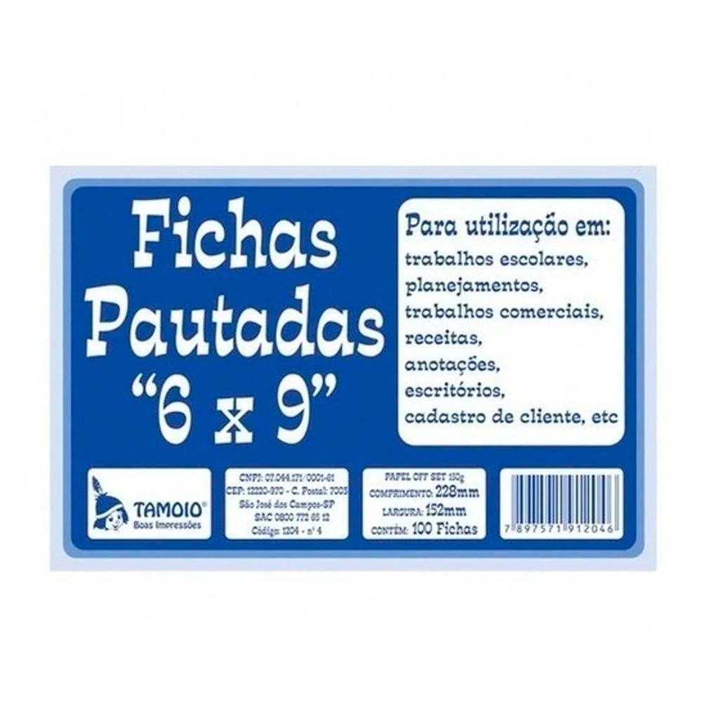 Ficha Pautada 6x9 100 Fichas Tamoio Shopee Brasil 0698