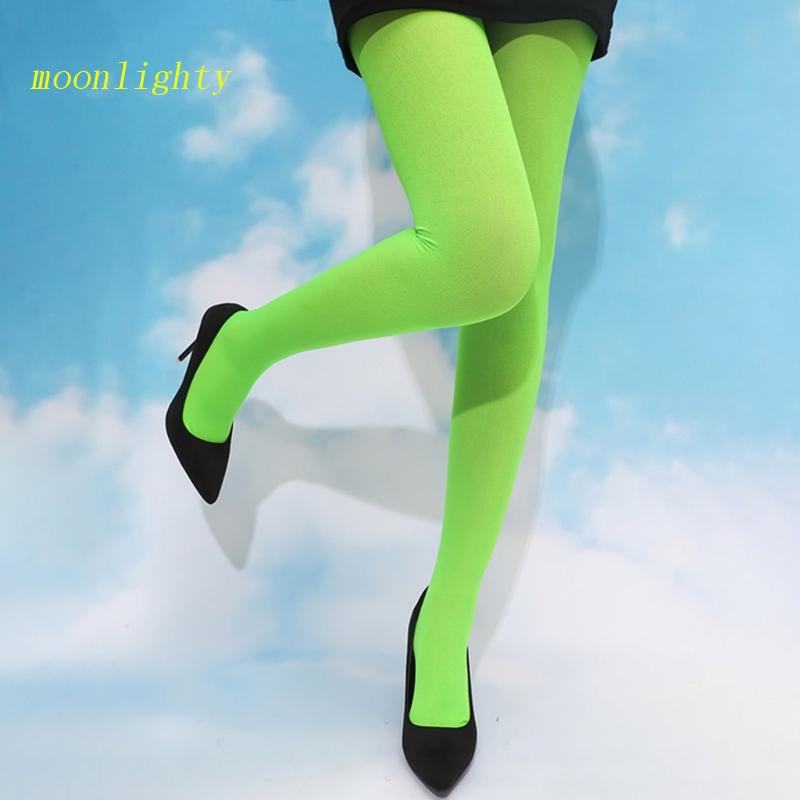 Opaque Nylon Thigh Highs Neon Green Stockings, Be