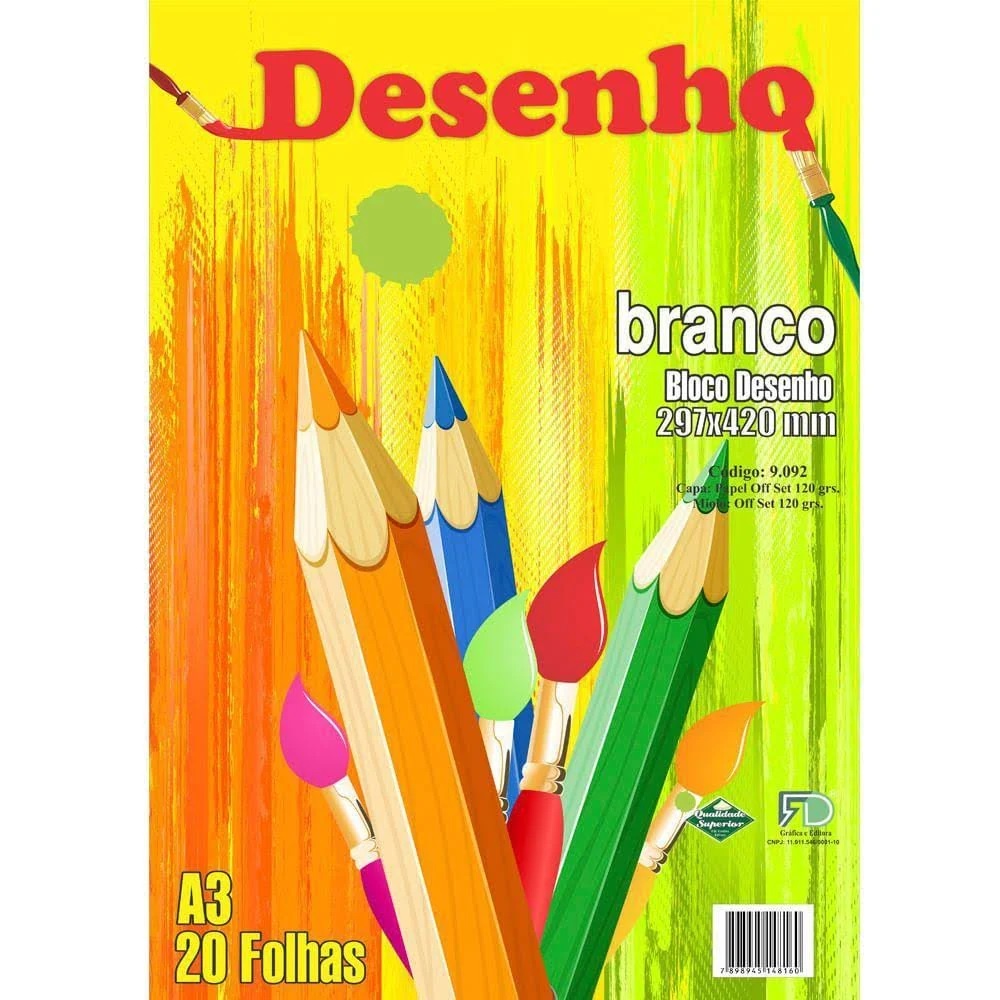Bloco Desenho Branco A3 120g 20 Folhas FD