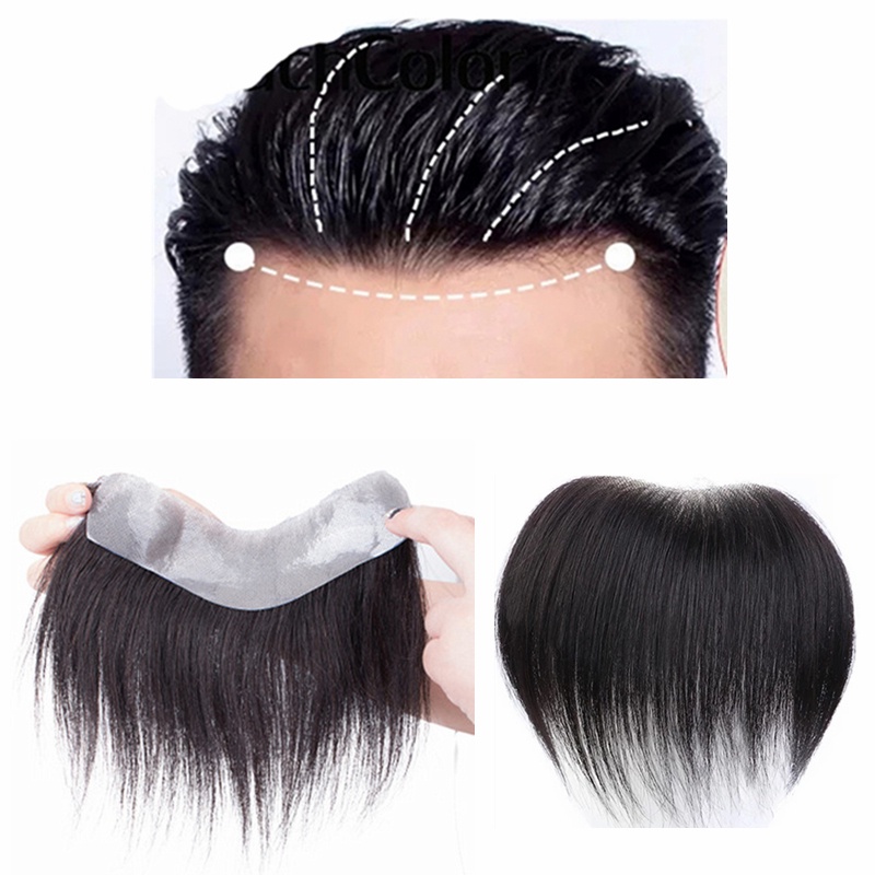 Peruca De Cabelo Humano Linha Masculino Testa Para Homens | Shopee Brasil