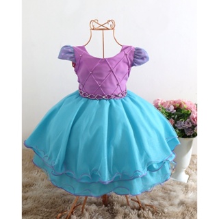 Vestido Infantil Festa Pequena Sereia Ariel Fantasia Luxo