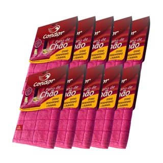 Pano de Chão Microfibra Grande 70x50cm Rosa Kit C/ 10 Panos