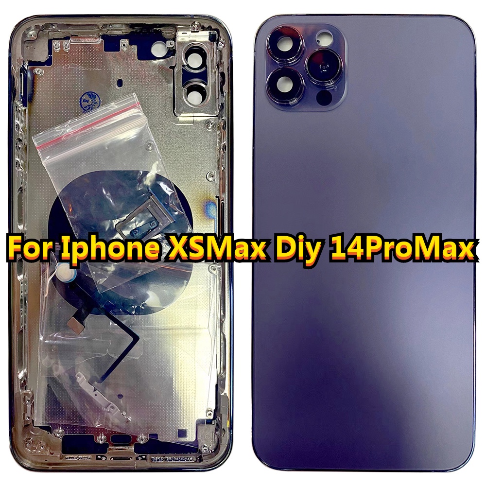 Para Iphone XSMax Como 14ProMax Carcaça Traseira Do A 14 Pro Max Chassi Médio De Aço Inoxidável Parte Da Porta Bateria