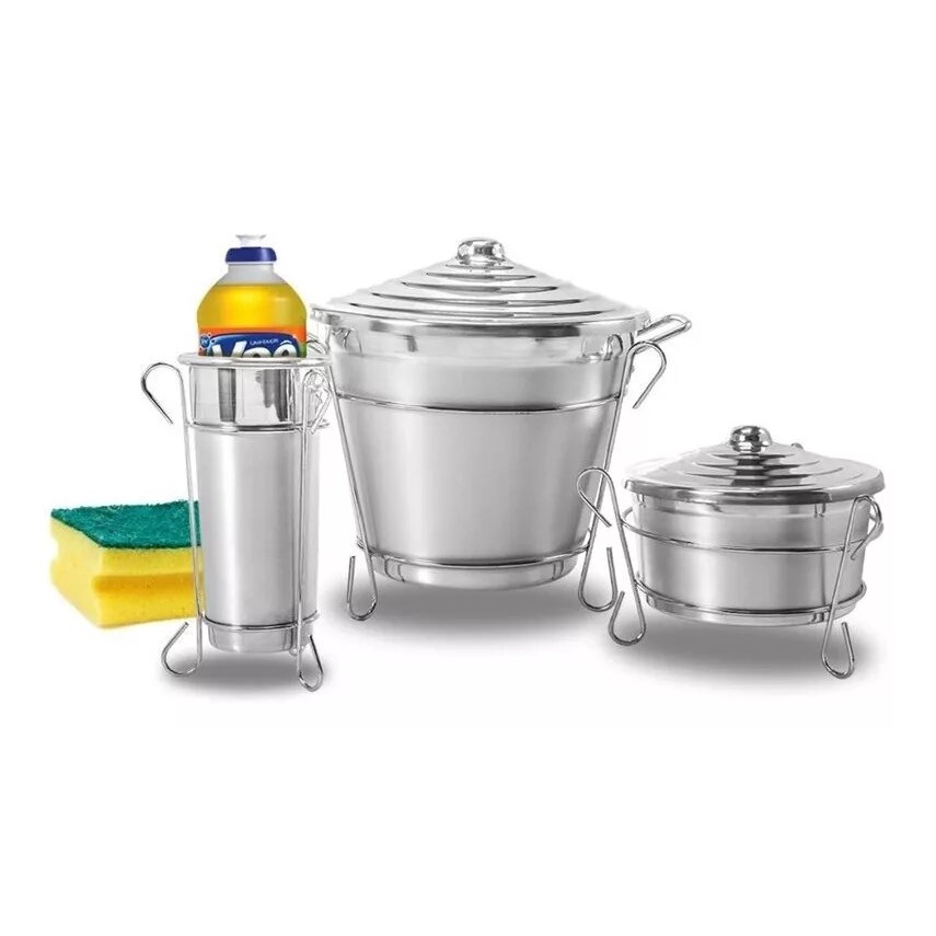 Jogo de Pia Porta Detergente Sabão Lixeira Sortida Renar