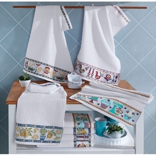 Pano De Prato Atoalhado Gourmet Kit Com 6 Pecas