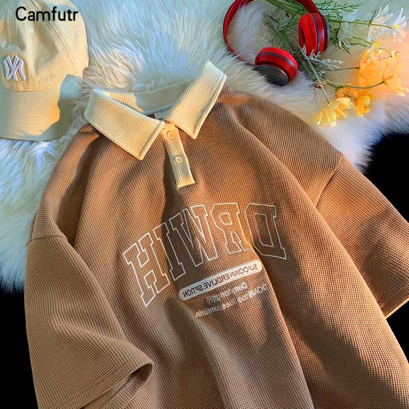 Camiseta Polo De Manga Curta Estilo Coreano Moda De Rua