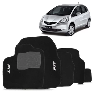 Jogo Tapete Carpete Automotivo Honda Fit 2009 a 2014 Preto 5 Peças