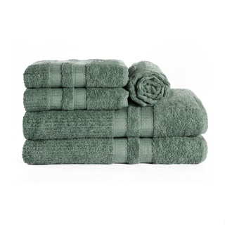 Kit Toalha Banho Rosto Piso 5pcs Gigante Paris Algodao VERDE ESCURO MUSGO OLIVA HIPOALERGENICO MACIO