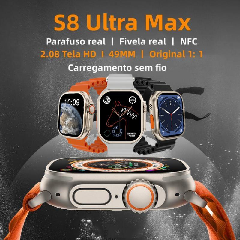 S8 Ultra Max 2.08 Polegadas 49mm NFC Chamada Sem Fio Bluetooth SOS ...