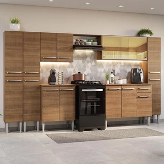 Armário de Cozinha Completa 325cm Rustic Emilly Madesa 04 em Oferta na Shopee