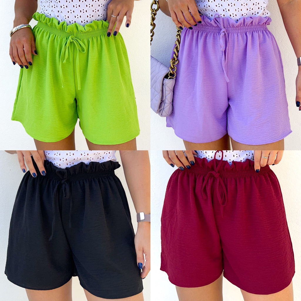 Short Feminino Tecido Duna com Elástico Soltinho Bermuda